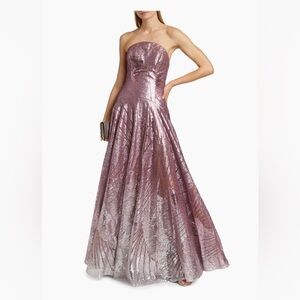 Rene Ruiz Collection sequened strapless A-line gown